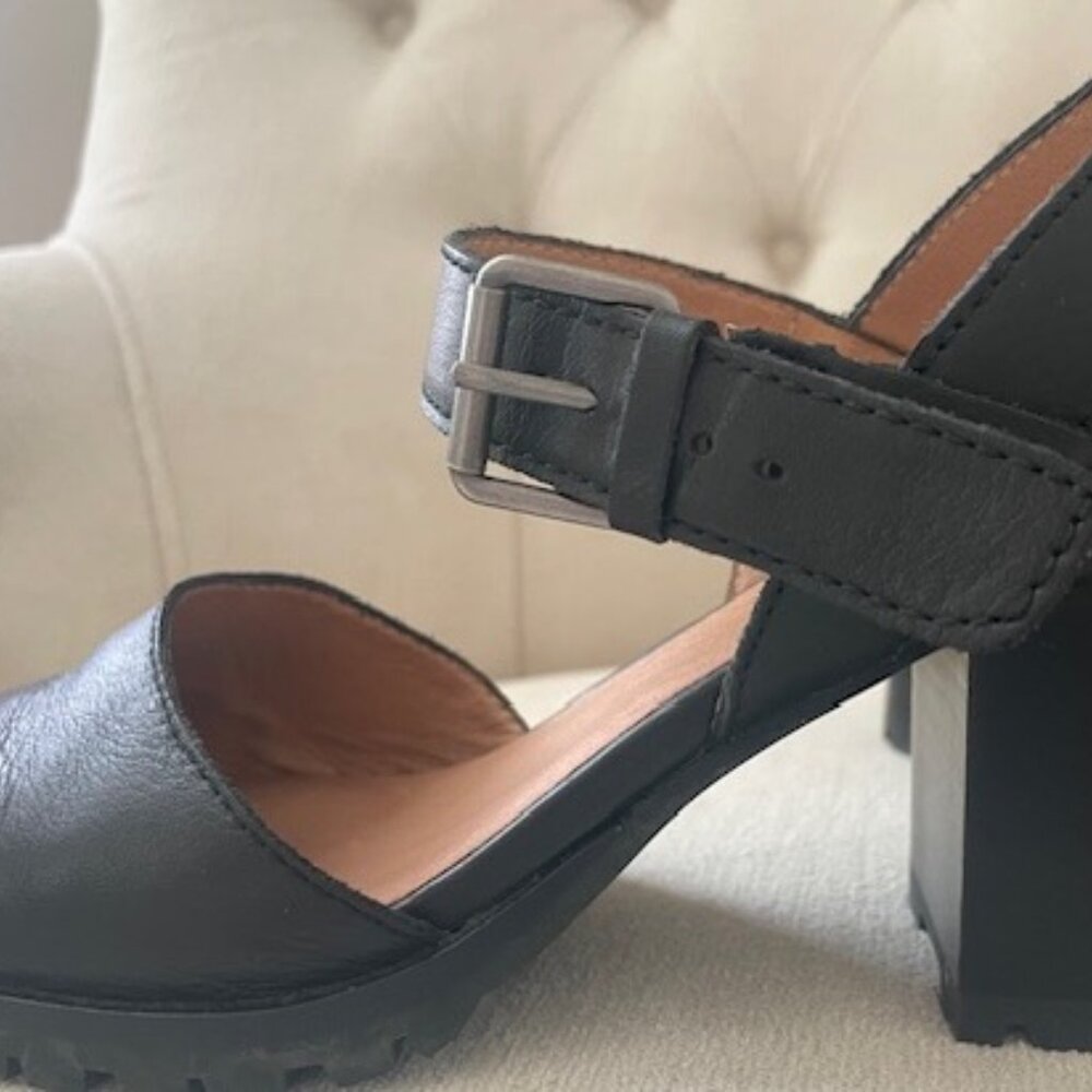 MADEWELL Womens Black Leather Slingback Lugsole Sandal Size 7.5 Preowned - Picture 5 of 6